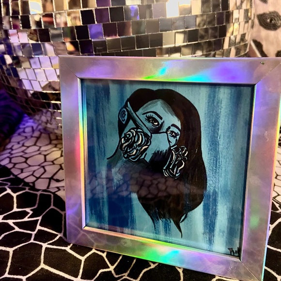 Gas Mask Beauty Art Print 4x4 w/frame